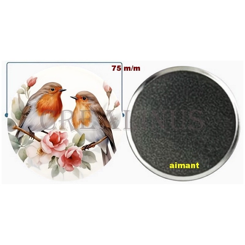 Badge Magnet Aimant 75 m/m avec Motif.