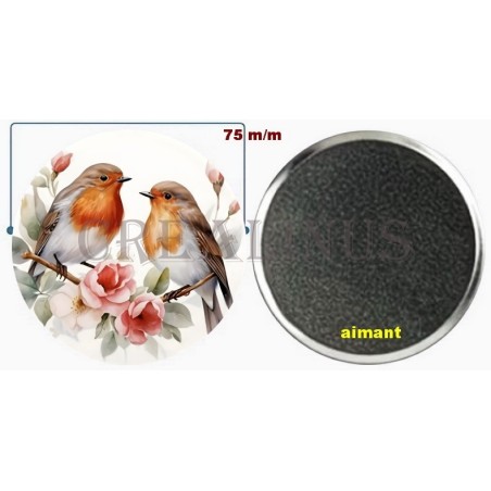 Badge Magnet Aimant 75 m/m avec Motif.