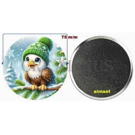 Badge Magnet Aimant 75 m/m avec Motif.