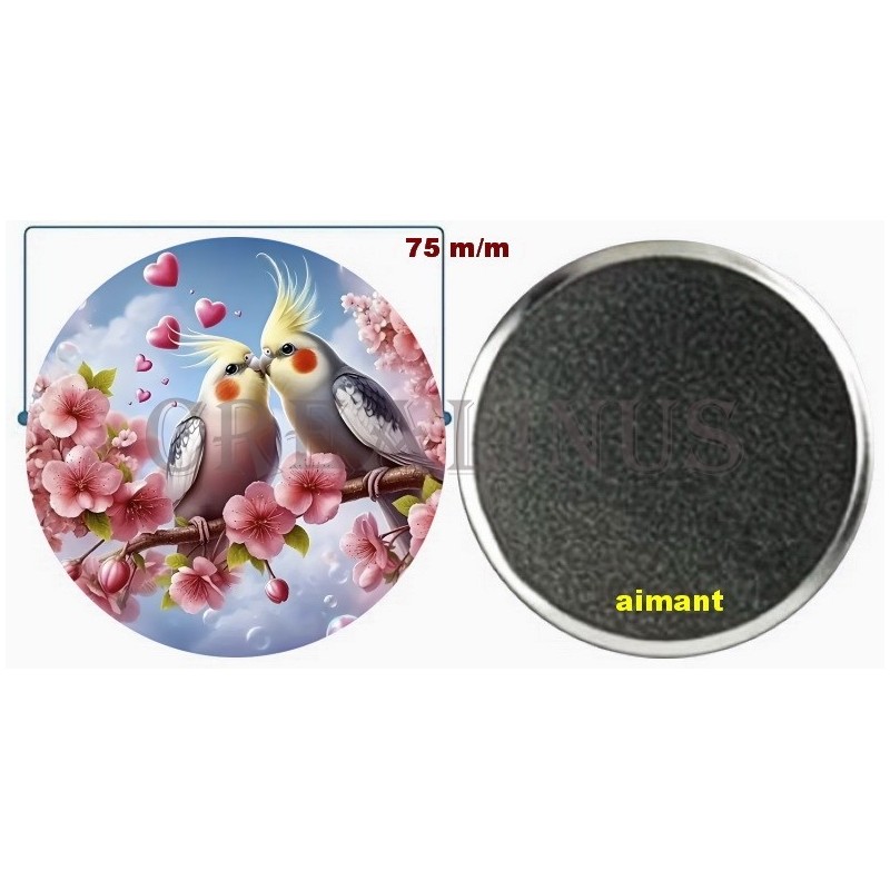Badge Magnet Aimant 75 m/m avec Motif.