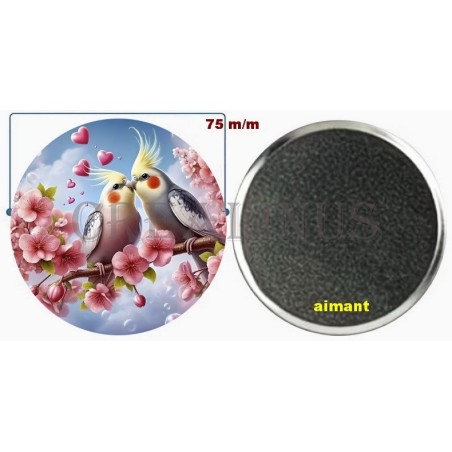Badge Magnet Aimant 75 m/m avec Motif.