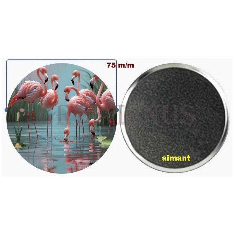Badge Magnet Aimant 75 m/m avec Motif.
