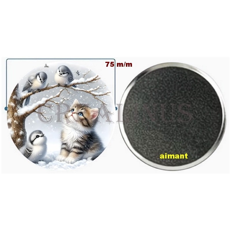 Badge Magnet Aimant 75 m/m avec Motif.