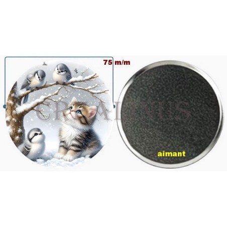 Badge Magnet Aimant 75 m/m avec Motif.