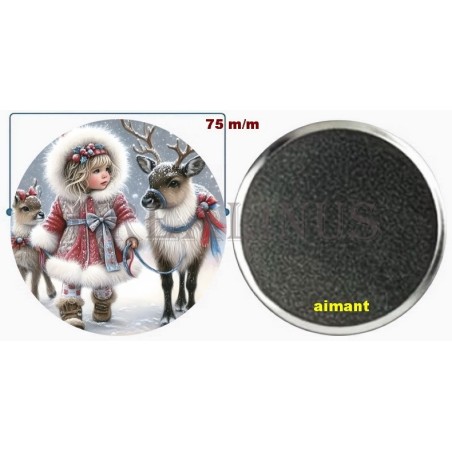 Badge Magnet Aimant 75 m/m avec Motif.