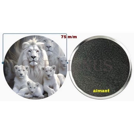 Badge Magnet Aimant 75 m/m avec Motif.