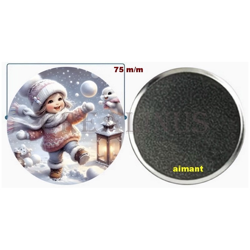 Badge Magnet Aimant 75 m/m avec Motif.