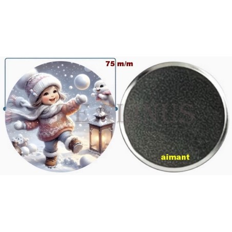 Badge Magnet Aimant 75 m/m avec Motif.