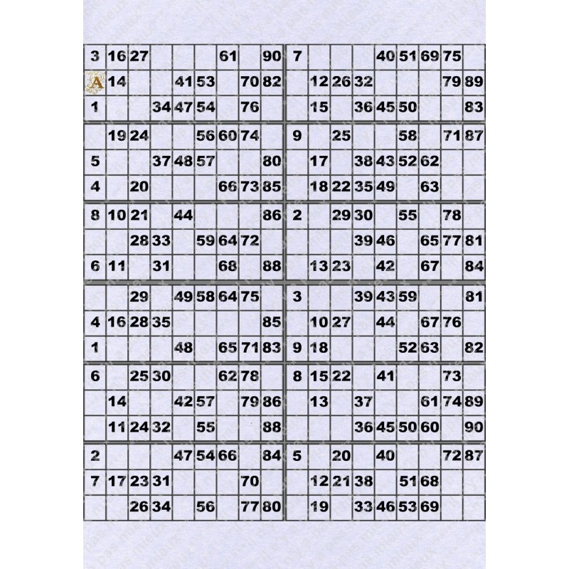 Plaque de 12 cartons de loto plastifié pliable neuf (A3).