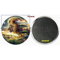 Badge Magnet Aimant 75 m/m avec Motif.