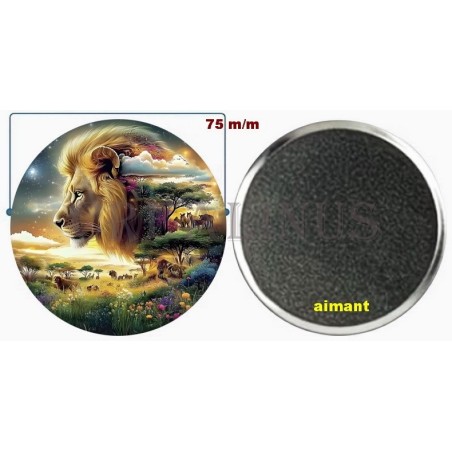 Badge Magnet Aimant 75 m/m avec Motif.