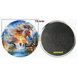 Badge Magnet Aimant 75 m/m avec Motif.