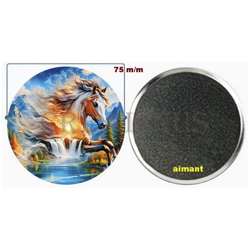 Badge Magnet Aimant 75 m/m avec Motif.