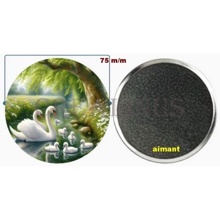 Badge Magnet Aimant 75 m/m avec Motif.