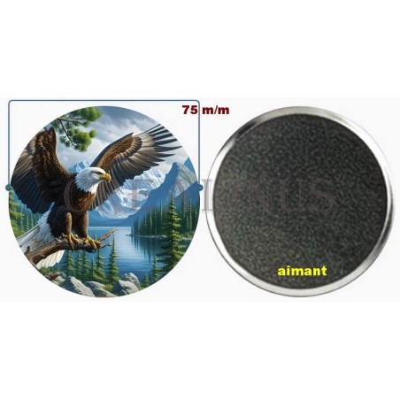 Badge Magnet Aimant 75 m/m avec Motif.