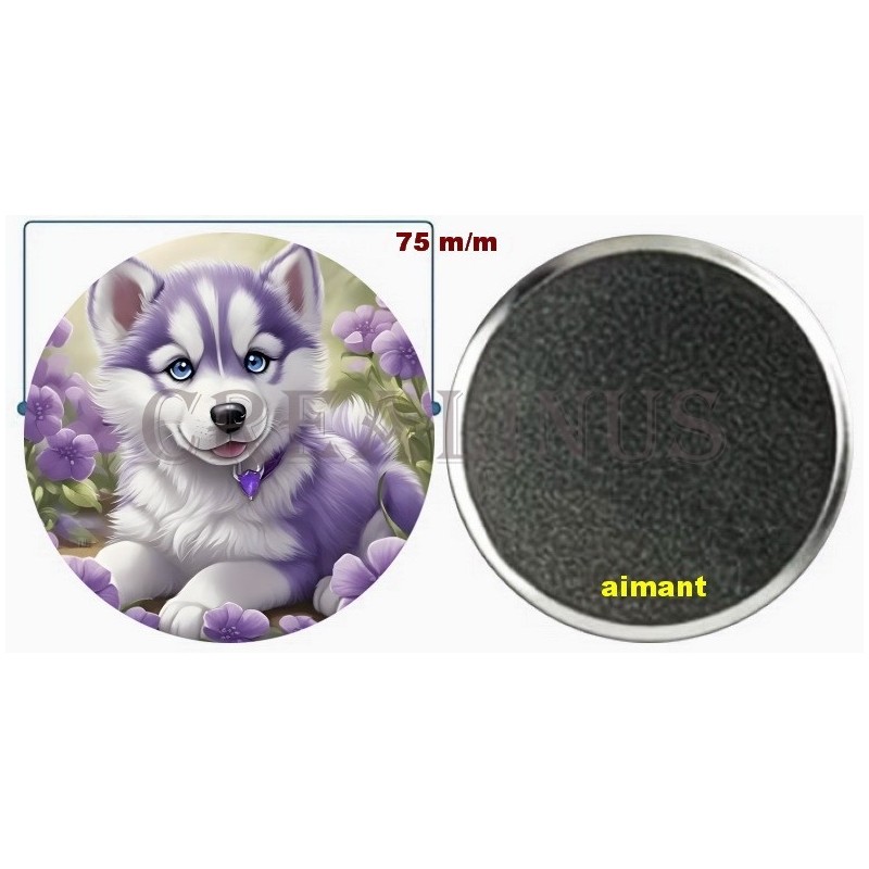 Badge Magnet Aimant 75 m/m avec Motif.