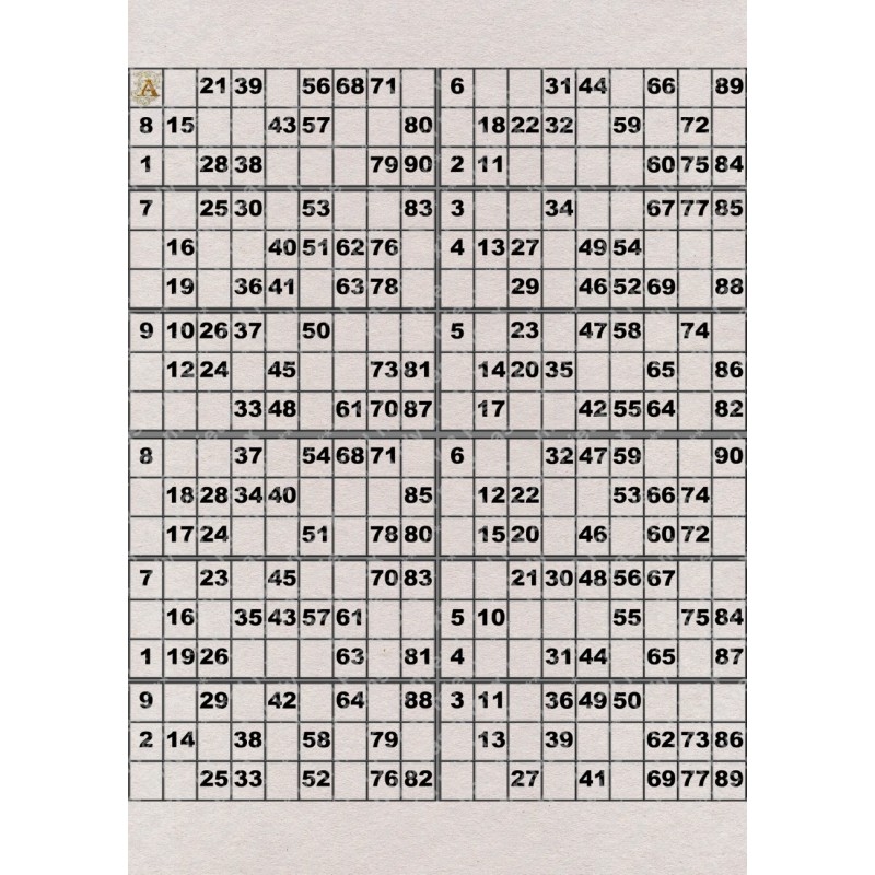 Plaque de 12 cartons de loto plastifié pliable neuf (A3).