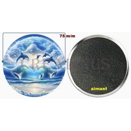 Badge Magnet Aimant 75 m/m avec Motif.