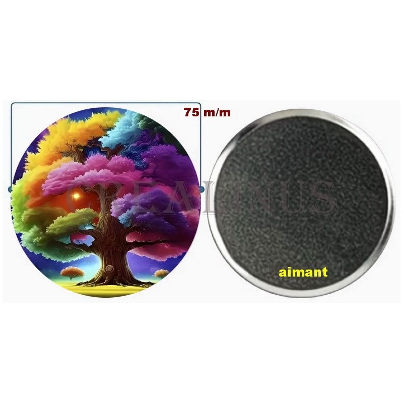 Badge Magnet Aimant 75 m/m avec Motif.