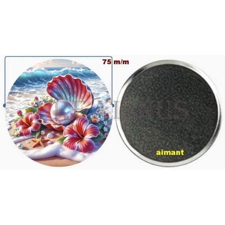 Badge Magnet Aimant 75 m/m avec Motif.