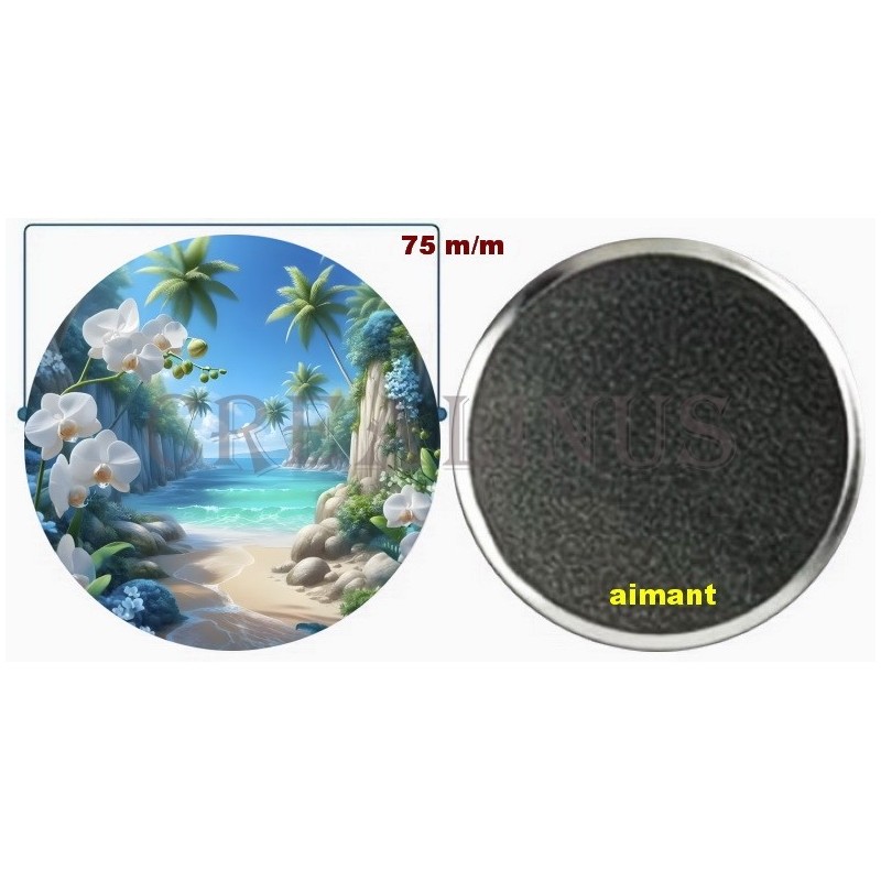 Badge Magnet Aimant 75 m/m avec Motif.