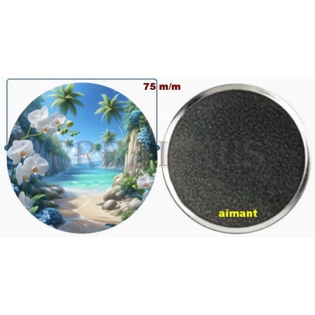 Badge Magnet Aimant 75 m/m avec Motif.