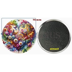 Badge Magnet Aimant 75 m/m avec Motif.