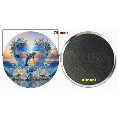 Badge Magnet Aimant 75 m/m avec Motif.