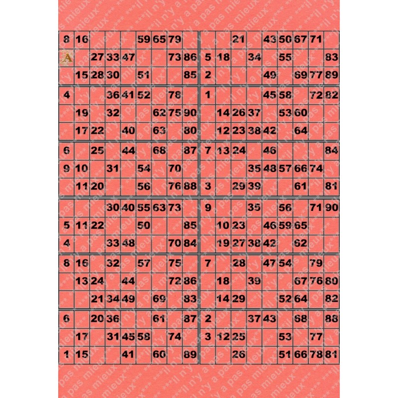 Plaque de 12 cartons de loto plastifié pliable neuf (A3).