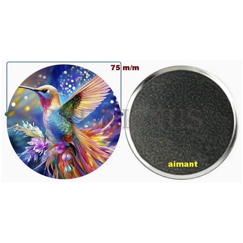 Badge Magnet Aimant 75 m/m avec Motif.