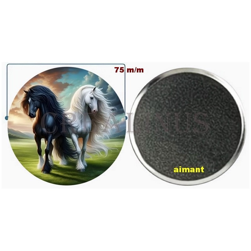 Badge Magnet Aimant 75 m/m avec Motif.