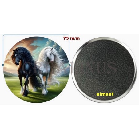 Badge Magnet Aimant 75 m/m avec Motif.