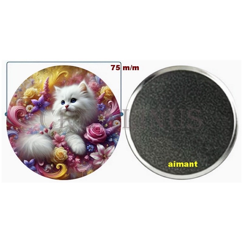 Badge Magnet Aimant 75 m/m avec Motif.