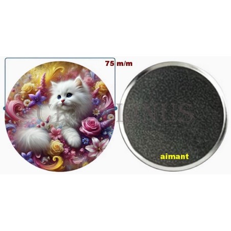 Badge Magnet Aimant 75 m/m avec Motif.