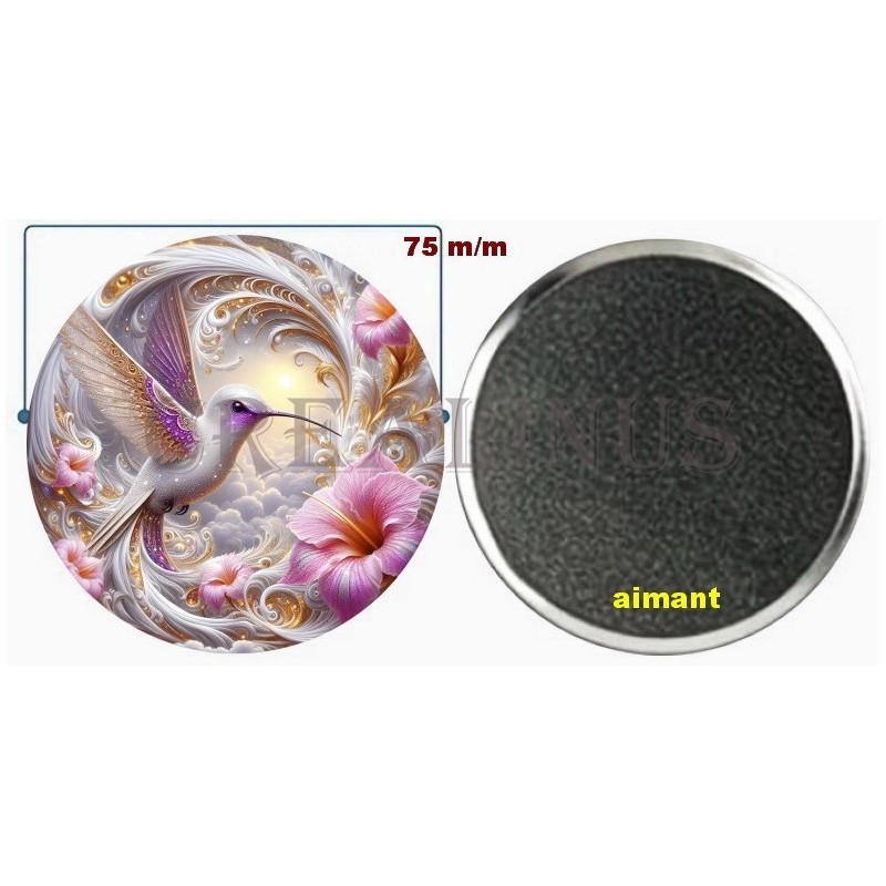 Badge Magnet Aimant 75 m/m avec Motif.
