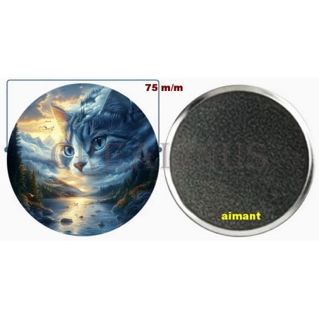 Badge Magnet Aimant 75 m/m avec Motif.