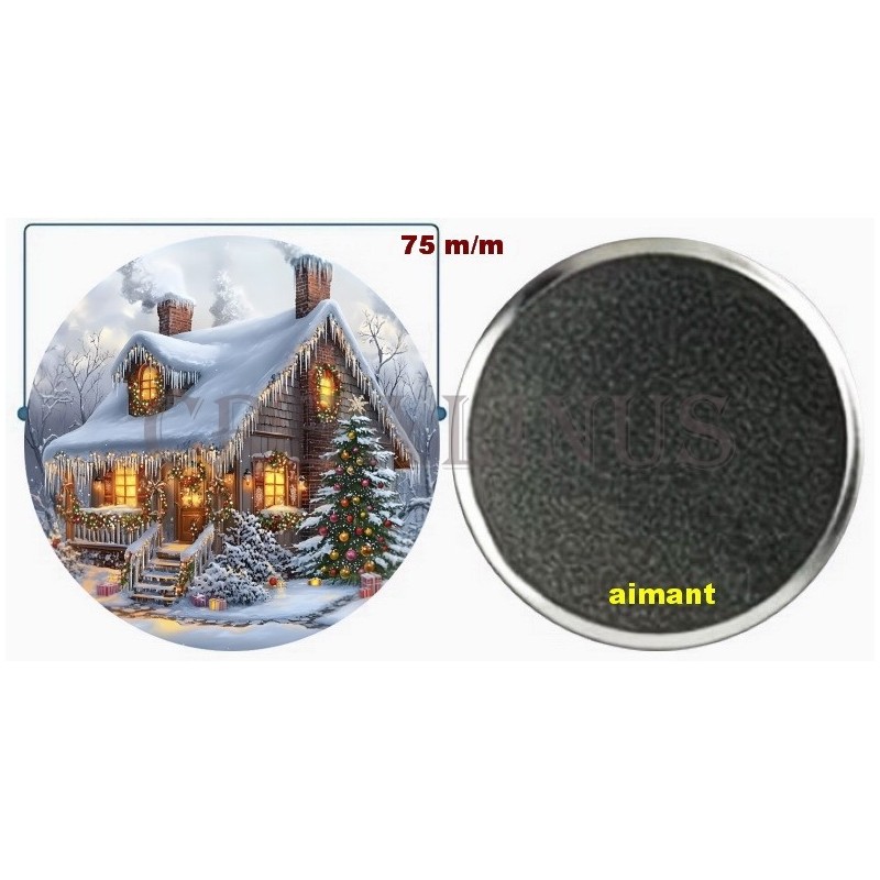 Badge Magnet Aimant 75 m/m avec Motif.