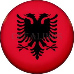 Badge Magnet Aimant 75 m/m avec Motif Drapeau (Albanie)