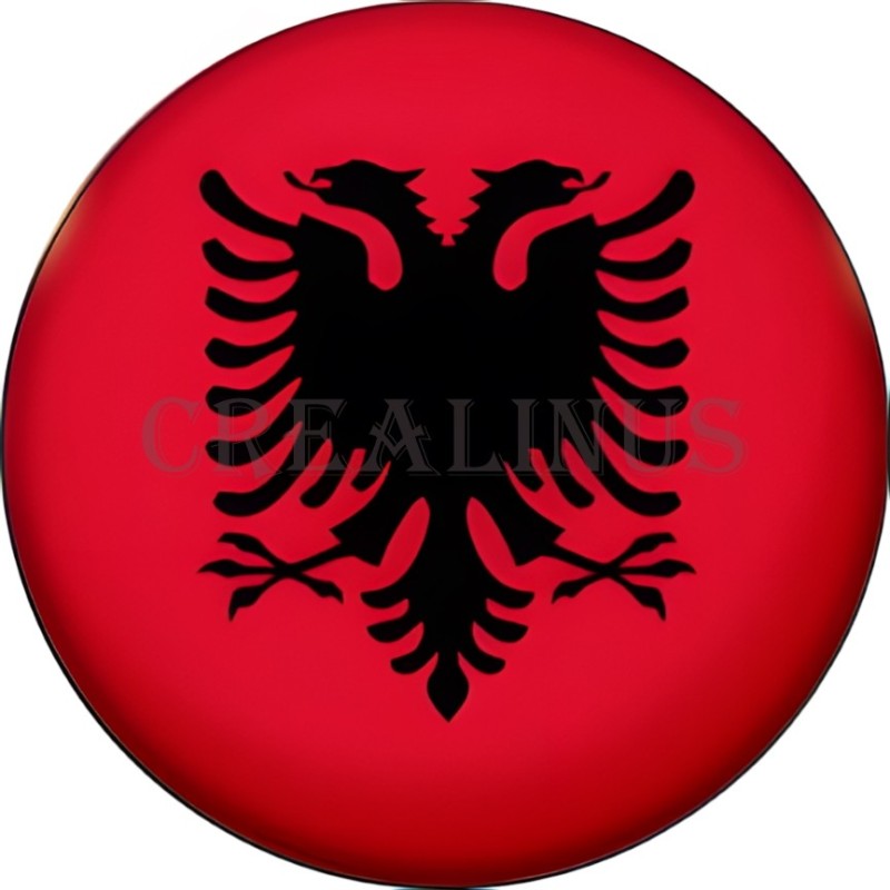 Badge Magnet Aimant 75 m/m avec Motif Drapeau (Albanie)