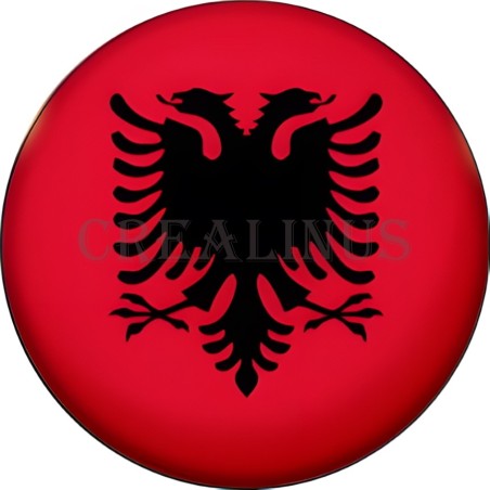 Badge Magnet Aimant 75 m/m avec Motif Drapeau (Albanie)