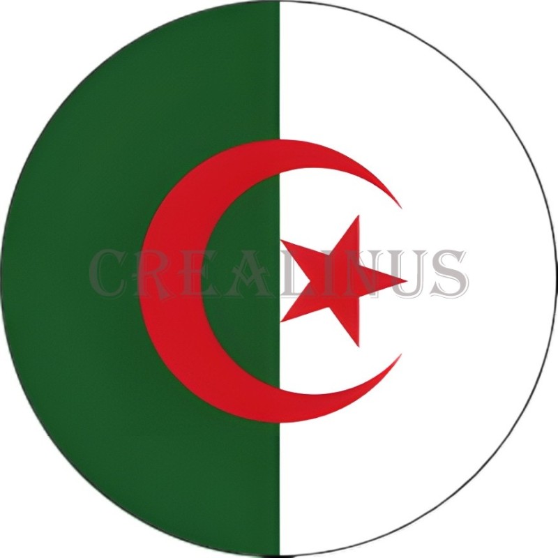Badge Magnet Aimant 75 m/m avec Motif Drapeau (Algérie)