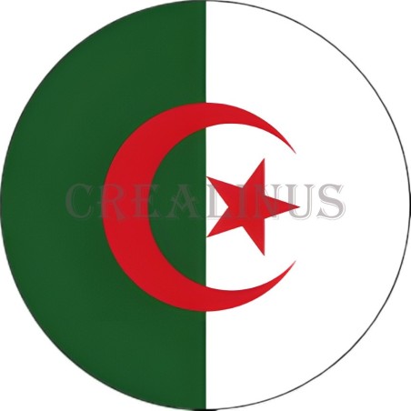 Badge Magnet Aimant 75 m/m avec Motif Drapeau (Algérie)