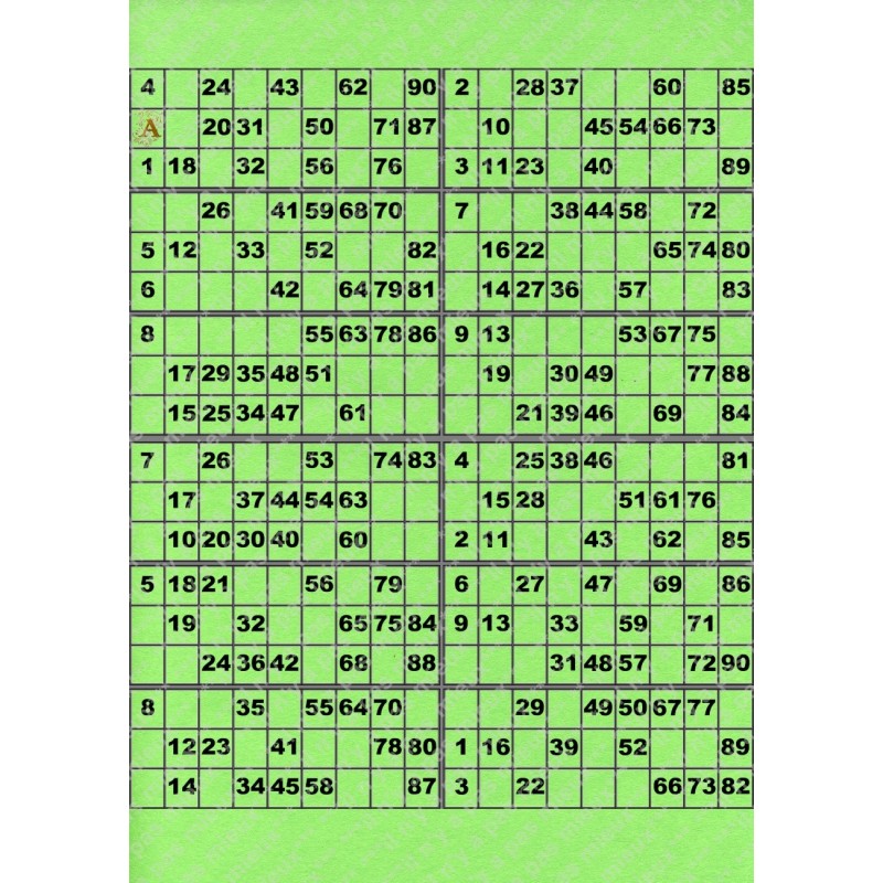 Plaque de 12 cartons de loto plastifié pliable neuf (A3).