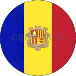 Badge Magnet Aimant 75 m/m avec Motif Drapeau (Andorre)
