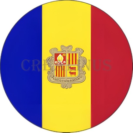 Badge Magnet Aimant 75 m/m avec Motif Drapeau (Andorre)