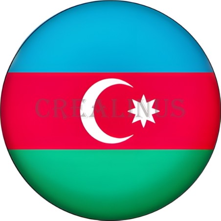 Badge Magnet Aimant 75 m/m avec Motif Drapeau (Azerbaïdjan)