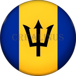 Badge Magnet Aimant 75 m/m avec Motif Drapeau (Barbade)