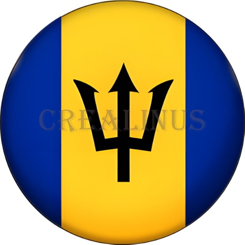 Badge Magnet Aimant 75 m/m avec Motif Drapeau (Barbade)