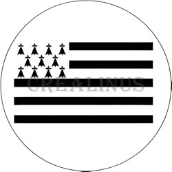 Badge Magnet Aimant 75 m/m avec Motif Drapeau (Bretagne)