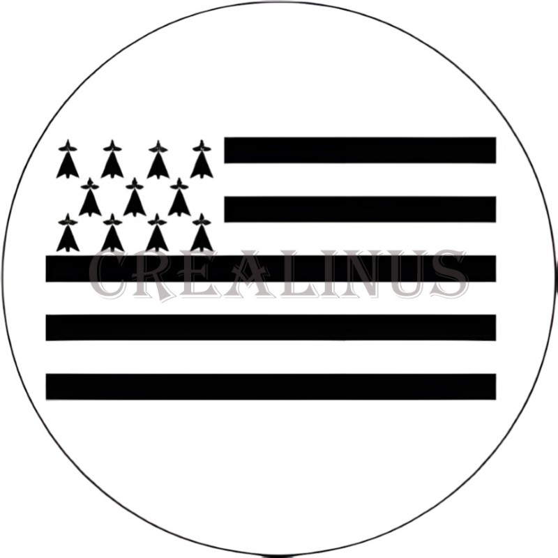 Badge Magnet Aimant 75 m/m avec Motif Drapeau (Bretagne)